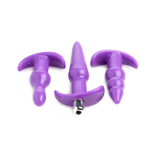 4 Pc Vibrating Anal Plug Set - Purple TV-AF832PUR