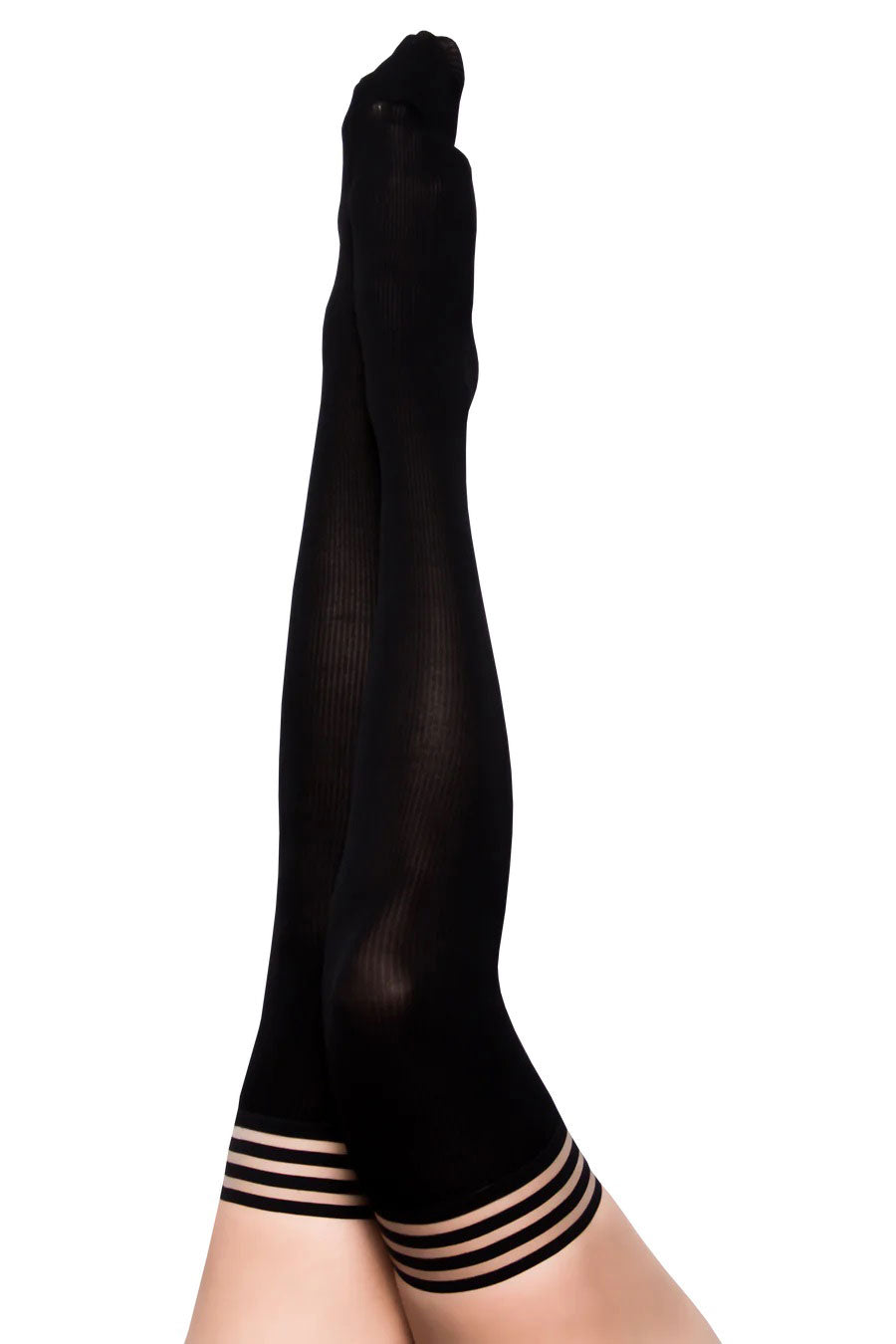 Dana Lynn - Ribbed Thigh High - Size B - Black KX-1303B-BLK-B