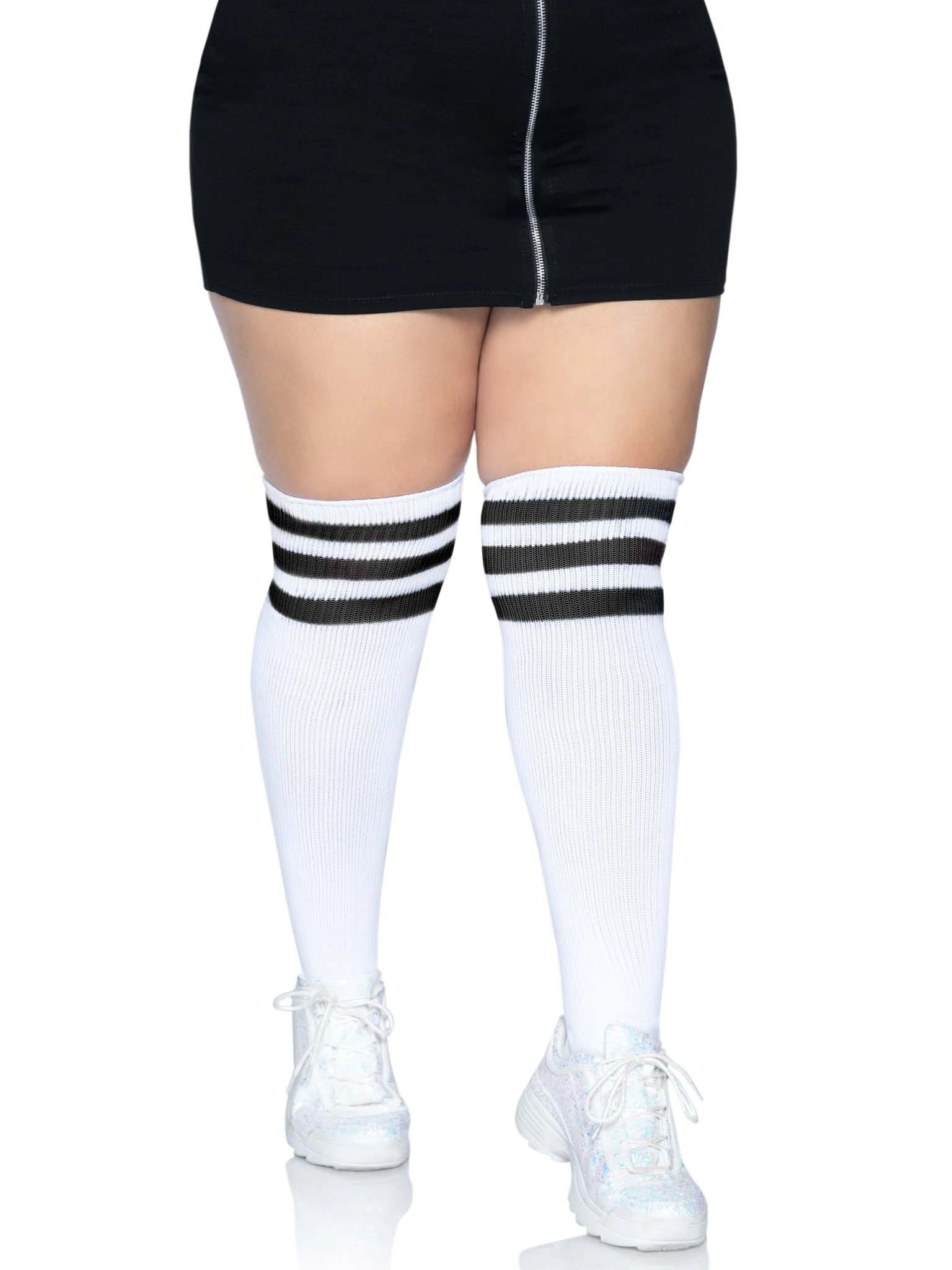 Over the Knee Athletic Socks - 1x/2x - White/black LA-5627XWHTBLK