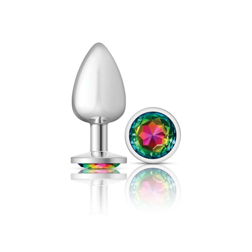 Cheeky Charms-Silver Metal Butt Plug- Round-Rainbow-Large VB-CC9119