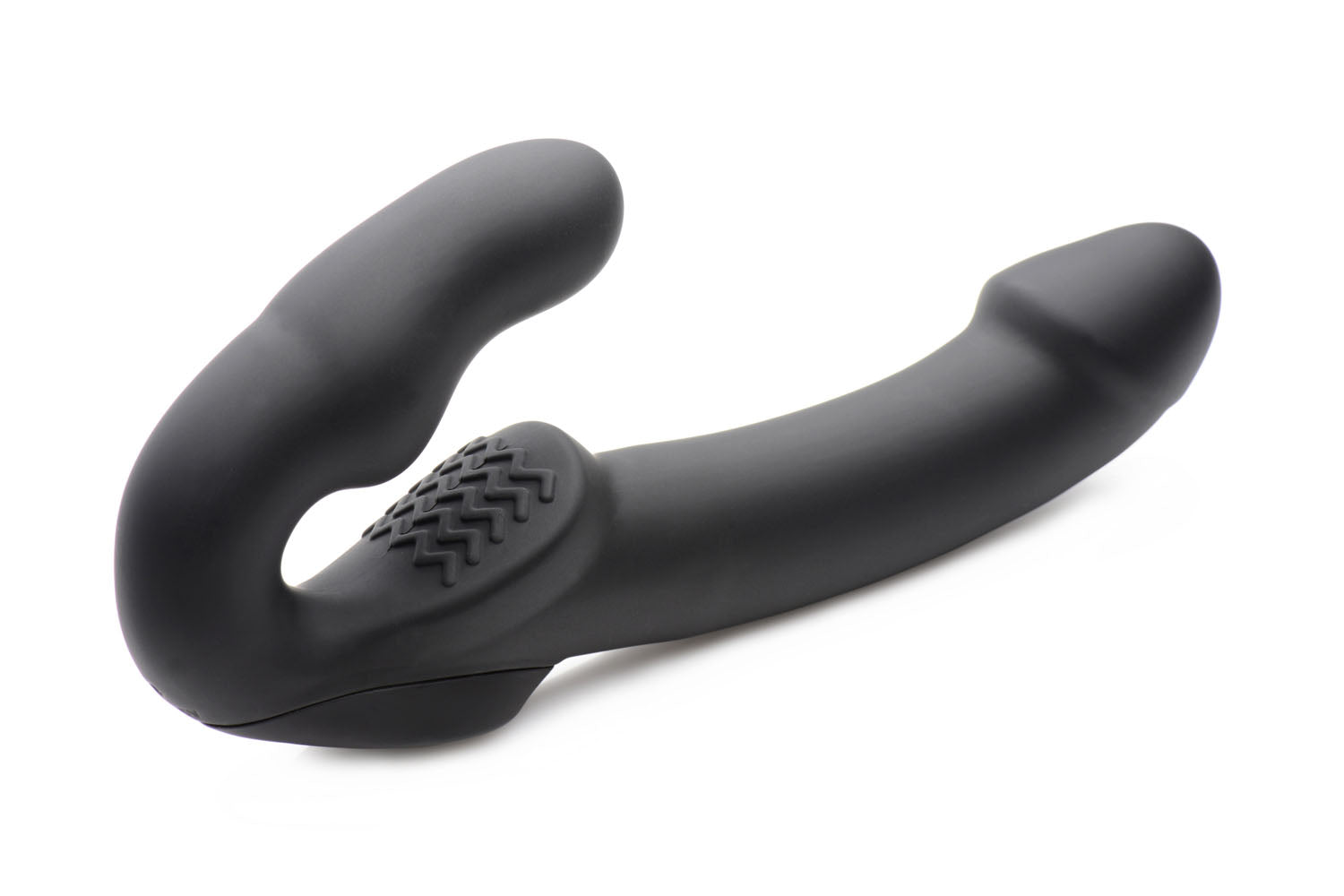 Evoke Rechargeable Vibrating Silicone Strapless Strap on - Black SU-AF624-BLK