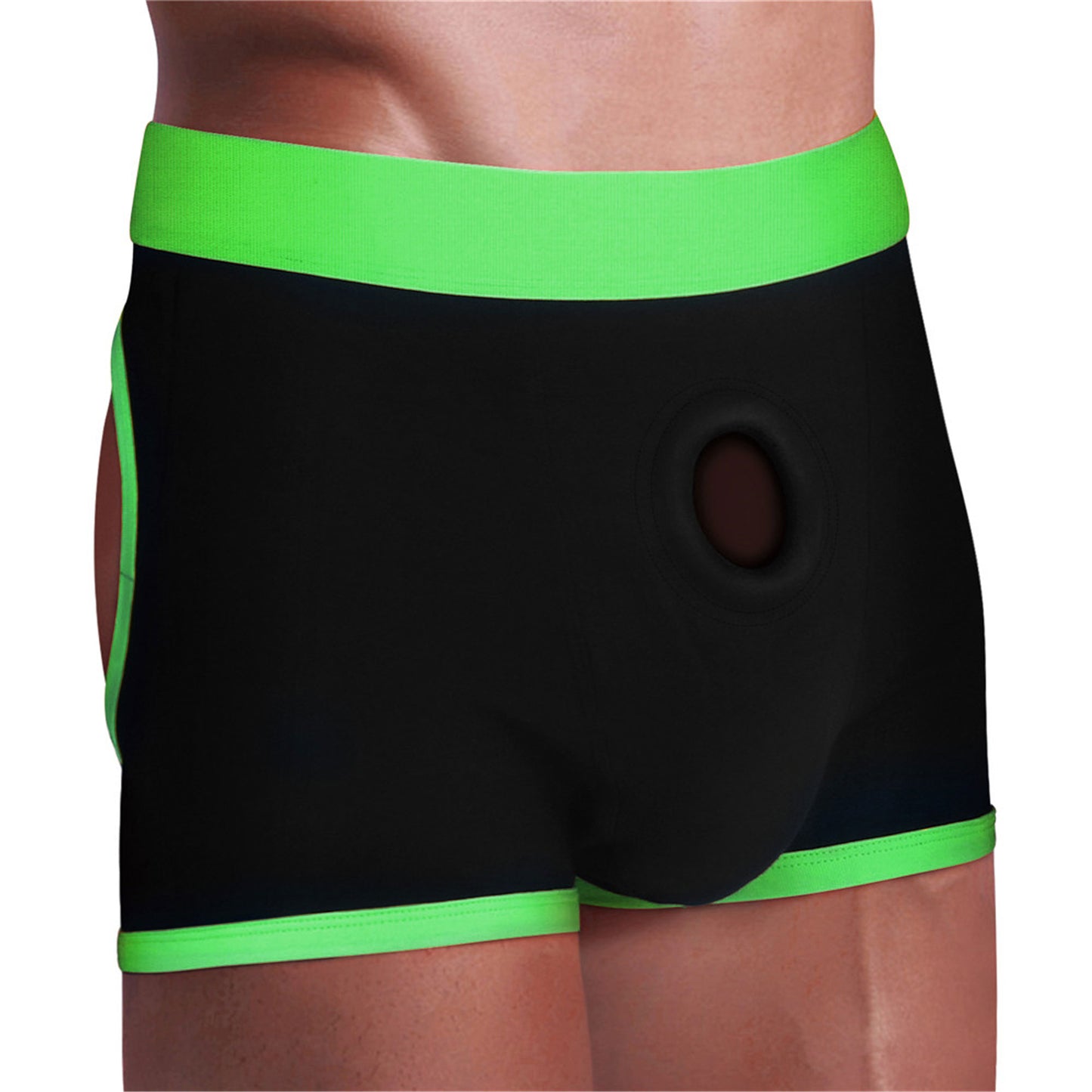 Get Lucky Strap-on Boxer Shorts - Xlarge/xxlarge - Black/green TMN-GL-5018