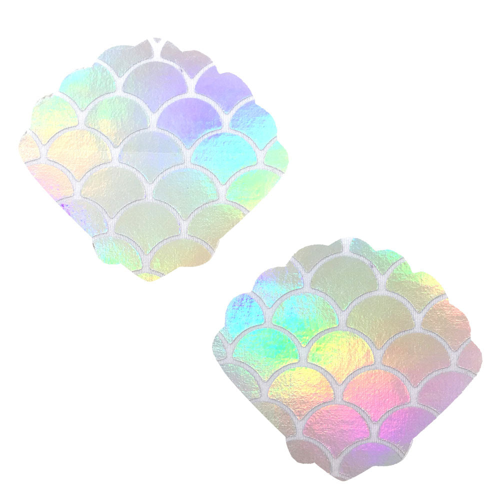 Mystical Mermaid White Holographic Mermaid Shell  Nipztix Pasties NN-MYM-SHL-NS